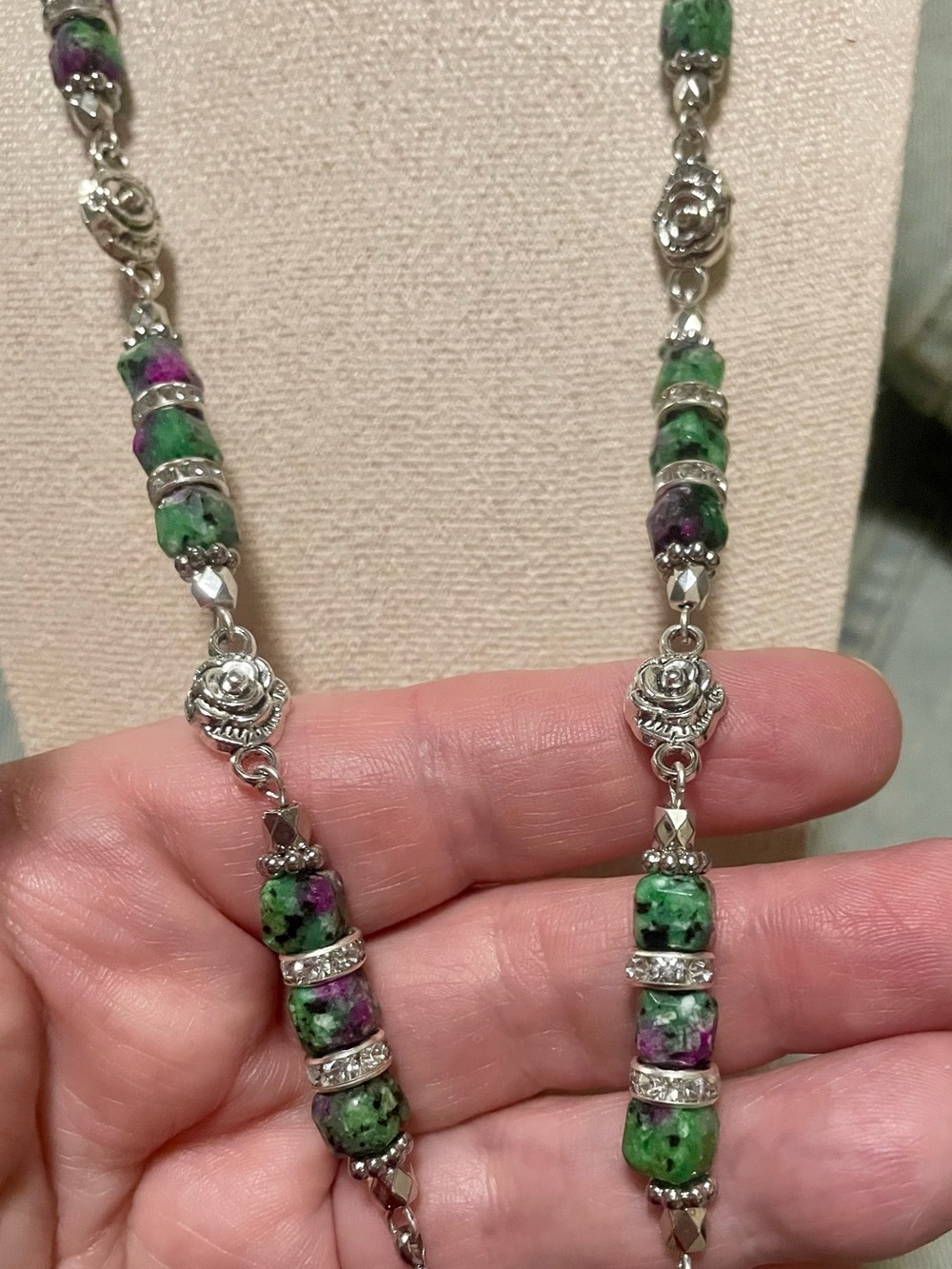 Ruby Zoisite Stone Pendant Hand Crafted Necklace - Picture 5 of 10